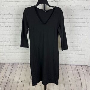 Boston Proper V-Neck Black Form Fitting 3/4 Length Sleeve Dress Size Medium